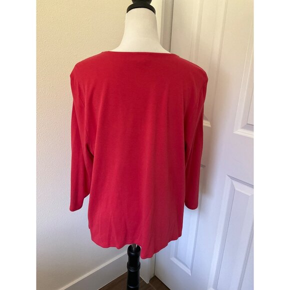 J. Jill size XL Tie Front Long Sleeve Blouse in Red Women's - Picture 4 of 5